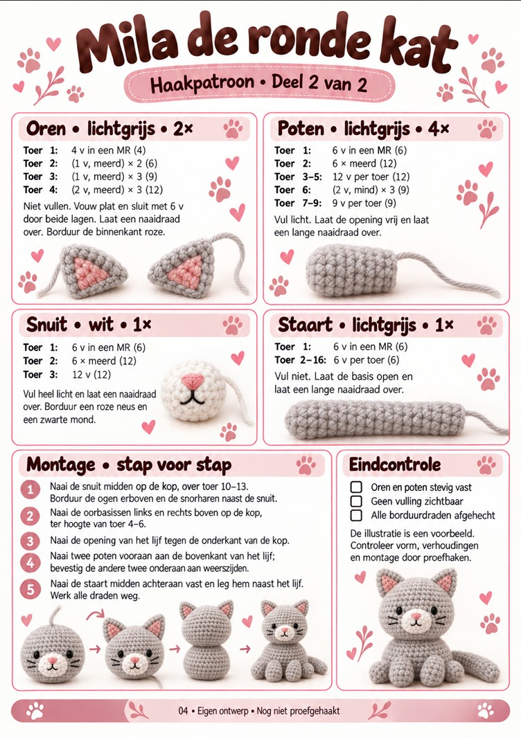 Haakpatroon Mila de ronde kat, deel 2